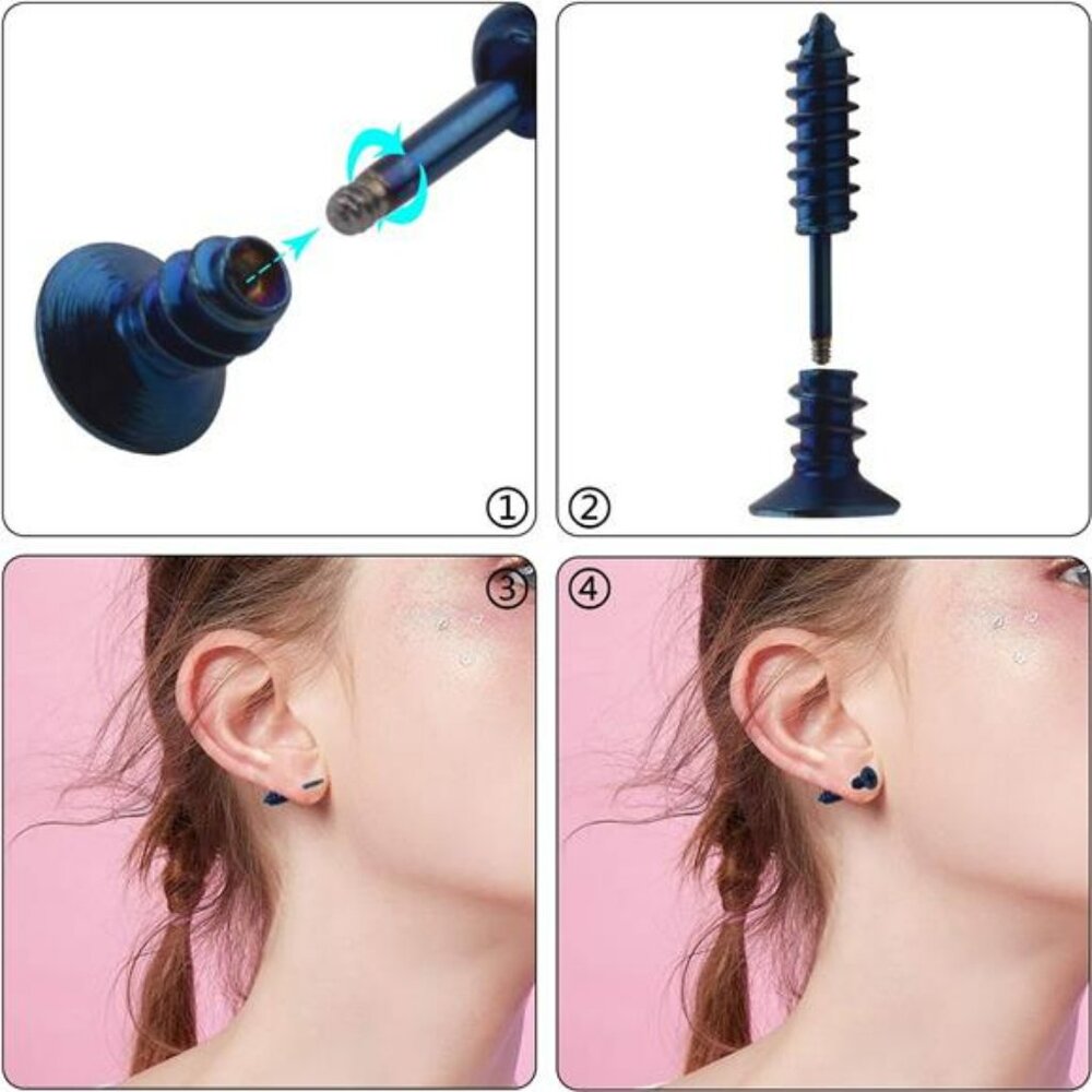 Unisex Stainless Steel Piercing Cross Screws Hoop Earrings Ear Stud - Picture 3 of 8